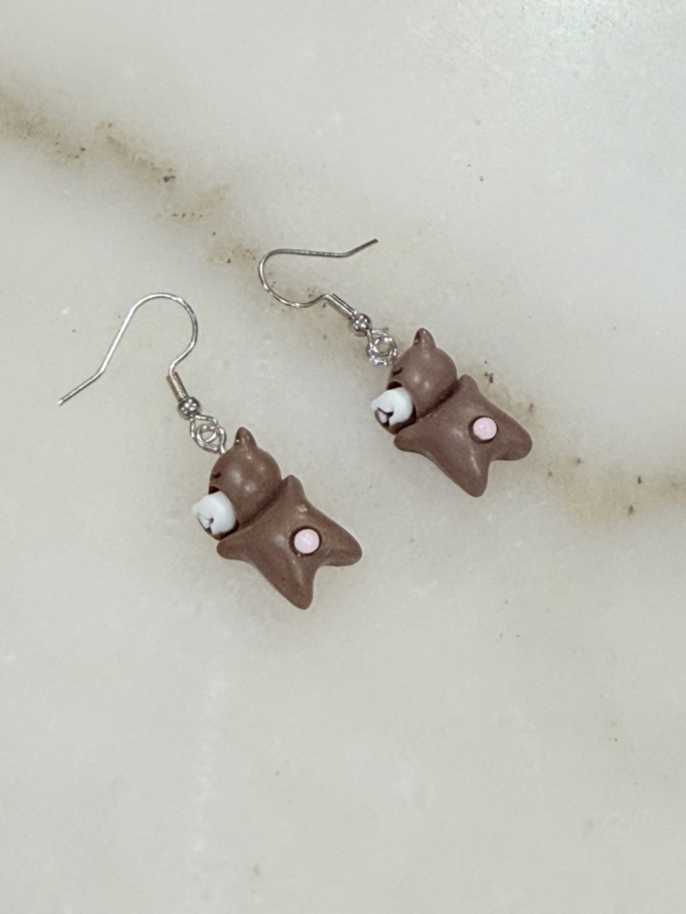Cute Bear Dangle Earrings Brown Kawaii Animal